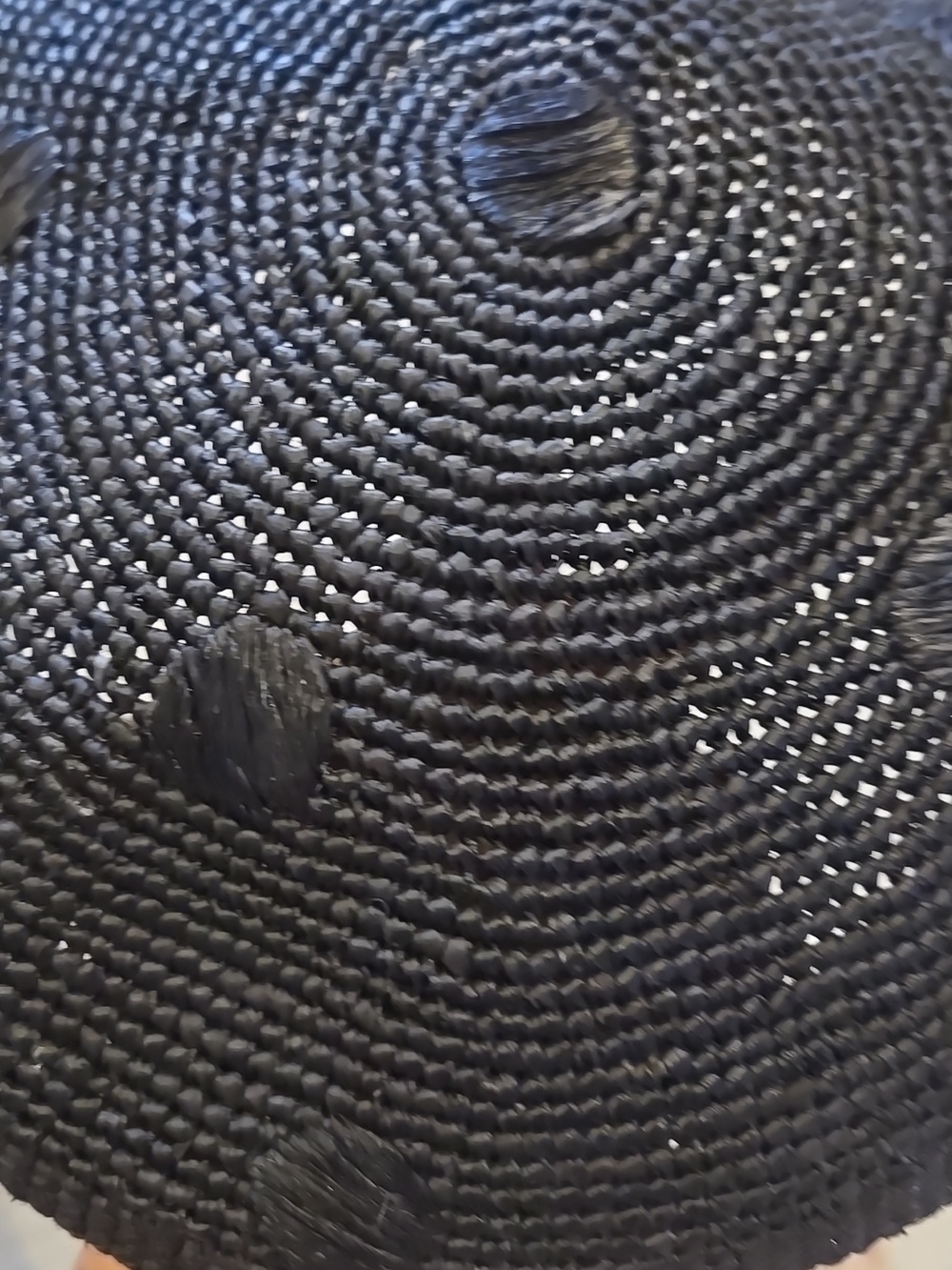 New Helen Kaminski Black Charcoal Polka Dot Raffia Straw Beret - Picture 3 of 8